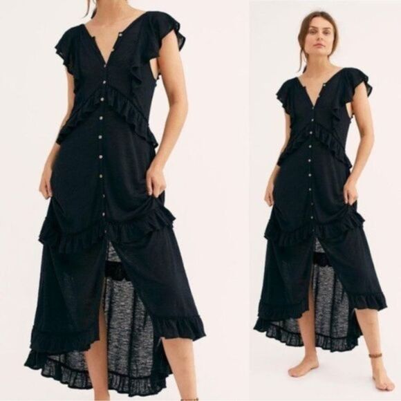 Free People Beach Amelia Ruffle Maxi Dress NWT S - Picture 2 of 3